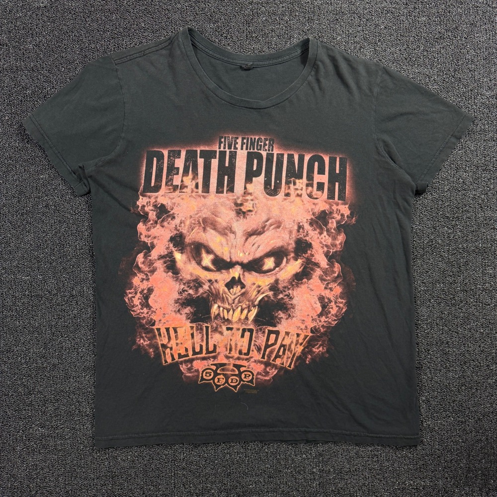 Five Finger Death Punch Hell To Pay Band T-Shirt Black Skull Graphic Size L 2015